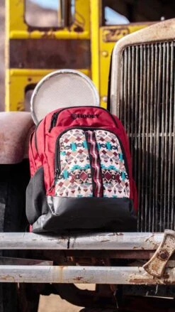 "Ox" Hooey Backpack Cream/Turquoise Aztec Pattern W/Burgundy /Black 10 "Ox" Hooey Backpack Cream/Turquoise Aztec Pattern W/Burgundy /Black -Hooey Brands 1800126