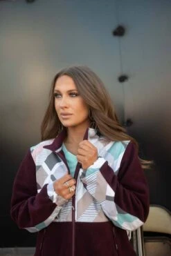 HOOey "Ladies Tech Fleece Jacket" Burgundy W/Multi-Color Print 6 HOOey "Ladies Tech Fleece Jacket" Burgundy W/Multi-Color Print -Hooey Brands 21 Hooey 402