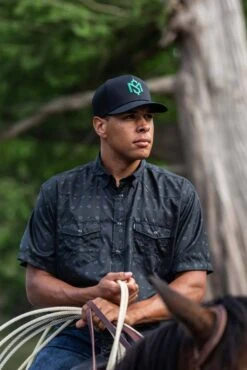 HOOey "Sol" Black Aztec Pattern Short Sleeve Pearl Snap Shirt -Hooey Brands 2R5A0351