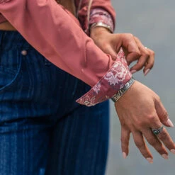 HOOey "Sol" Ladies Marsala W/Floral Pattern Detailing Long Sleeve Pearl Snap Shirt -Hooey Brands 2R5A5923