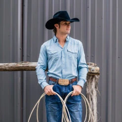 HOOey "Sol" Ashley Blue Long Sleeve Pearl Snap Shirt -Hooey Brands 2R5A6229