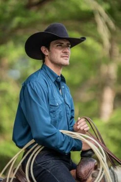 HOOey "Sol" Navy Long Sleeve Pearl Snap Shirt -Hooey Brands 2R5A9731