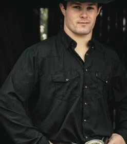 HOOey "Sol" Black Long Sleeve Pearl Snap Shirt -Hooey Brands BK1 1419