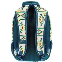 "Rockstar" Cream/Teal W/Breaded Pattern Hooey Backpack -Hooey Brands BP042GRTL back