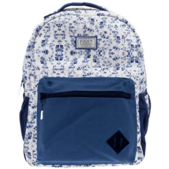 "Recess" Hooey Backpack White/Navy Floral W/Black/White Accents