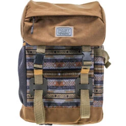 "Topper" Hooey Backpack Grey/Tan Stripe Pattern W/Tan Accents