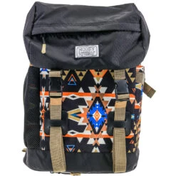 "Topper" Hooey Backpack Black/Orange Aztec Pattern W/Black & Mustard Accents