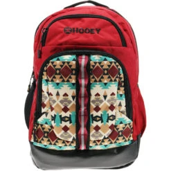 "Ox" Hooey Backpack Cream/Turquoise Aztec Pattern W/Burgundy /Black