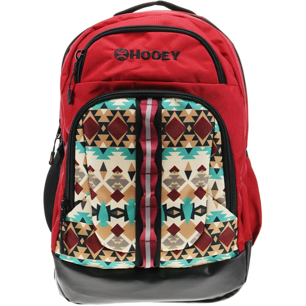 "Ox" Hooey Backpack Cream/Turquoise Aztec Pattern W/Burgundy /Black 1 "Ox" Hooey Backpack Cream/Turquoise Aztec Pattern W/Burgundy /Black