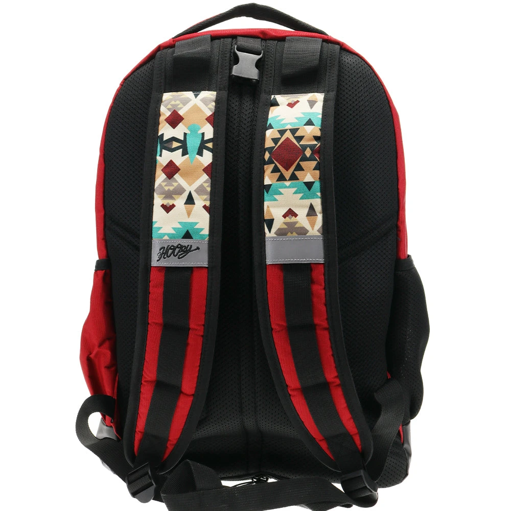 "Ox" Hooey Backpack Cream/Turquoise Aztec Pattern W/Burgundy /Black 2 "Ox" Hooey Backpack Cream/Turquoise Aztec Pattern W/Burgundy /Black - Image 2