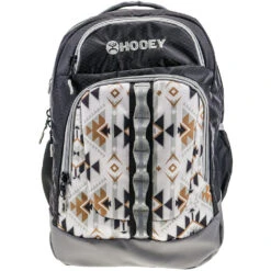 "Ox Hooey Backpack White/Cream Aztec Pattern W/Black/Grey