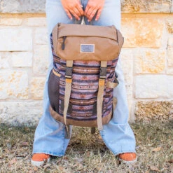 "Topper" Hooey Backpack Grey/Tan Stripe Pattern W/Tan Accents -Hooey Brands Backpack 2