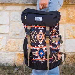 "Topper" Hooey Backpack Black/Orange Aztec Pattern W/Black & Mustard Accents -Hooey Brands Backpack 8