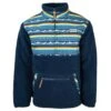 "Hooey Sherpa Pullover" Blue W/Stripe Pattern -Hooey Brands HFP003BLST