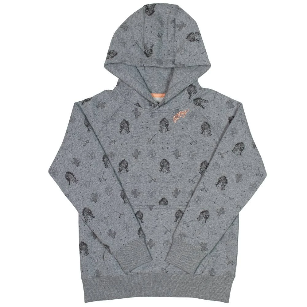 HOOey Youth "Plains" Grey W/ Black Logos Hoody 1 HOOey Youth "Plains" Grey W/ Black Logos Hoody