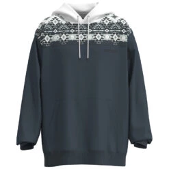 HOOey "Ridge" Hoody White/Denim W/Aztec Pattern