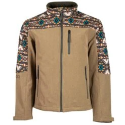Youth "Hooey Softshell Jacket" Tan W/Aztec Detailing