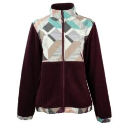 HOOey Youth "Girls Tech Fleece Jacket" Burgundy W/Multi-Color Print