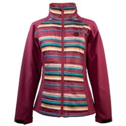 HOOey "Ladies Soft Shell Jacket" Pink W/Pink/Turquoise Stripes
