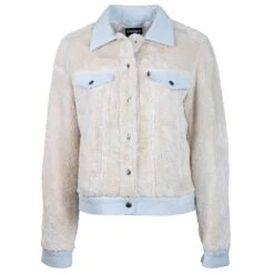 Youth "Hooey Girls Jacket " Cream Sherpa W/Denim Accents