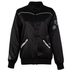 "Hooey Ladies Bomber Jacket" Black W/Floral Accents