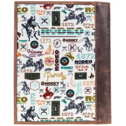 "Hooey Rodeo" Leather Notebook Cover Cream Rodeo Pattern -Hooey Brands HNC23 1CSpring202302