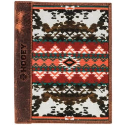 HOOey "Ponderosa" Leather Notebook Cover Brown/Red/White Pattern