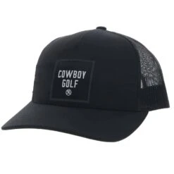 HOOey "Cowboy Golf" Black W/ Square Patch Hat