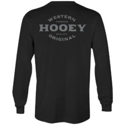 HOOey "Saloon" Black Long Sleeve Shirt With Grey Logo On Back