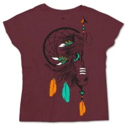 HOOey Youth "Spirit" Cranberry T-shirt W/a Horse Dreamcatcher