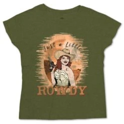 HOOey "Rowdy Jane" Olive T-shirt W/Cowgirl Logo