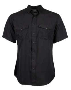 HOOey "Sol" Black Short Sleeve Pearl Snap Shirt