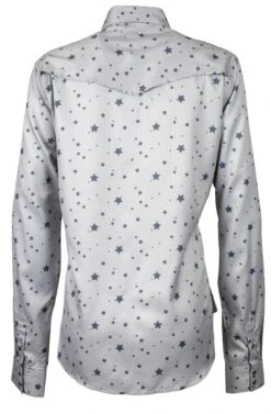 HOOey "Sol" Ladies Grey Stars Long Sleeve Pearl Snap Shirt -Hooey Brands HT1614GY BACK