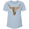HOOey "Yuma" Denim W/Brown/Tan Floral Skull T-shirt -Hooey Brands HT1632DE
