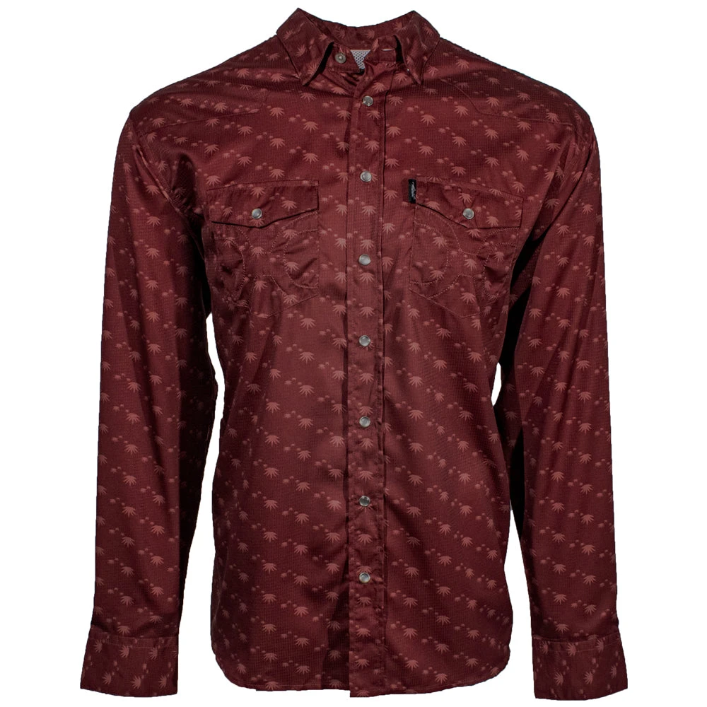 HOOey "Sol" Red Agave Pattern Long Sleeve Pearl Snap Shirt 1 HOOey "Sol" Red Agave Pattern Long Sleeve Pearl Snap Shirt
