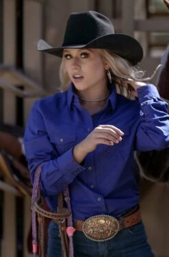 HOOey New! "Sol Competition" Ladies Royal Long Sleeve -Hooey Brands HT1664BL Spring2023 Jordan 18