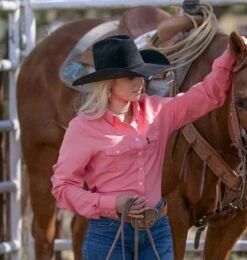 HOOey New! "Sol Competition" Ladies Tea Rose Long Sleeve -Hooey Brands HT1664PK Spring2023 Jordan 11