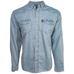 HOOey Men's Chambray Denim Long Sleeve Shirt