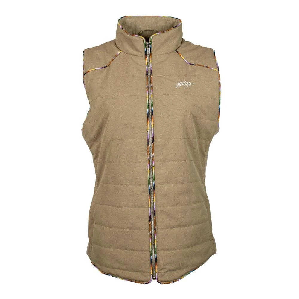 "Hooey Ladies Quilted Vest" Tan W/Serape Accents 1 "Hooey Ladies Quilted Vest" Tan W/Serape Accents