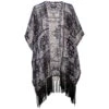 HOOey Ladies Long Kimono Black/White Bandana W/Black Fringe -Hooey Brands HV101BKWH Front