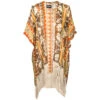 HOOey Ladies Long Kimono Tan/Cream/Orange With Cream Fringe -Hooey Brands HV101TNBR Front