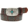 "Dakota" Original Hooey Ladies Belt Brown/Turquoise W/Aztec -Hooey Brands HWBLT010 FRONT
