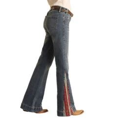 HOOey Serape Print Inlay Mid Rise Trouser Ladies Jeans