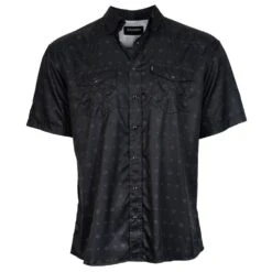 HOOey "Sol" Black Aztec Pattern Short Sleeve Pearl Snap Shirt