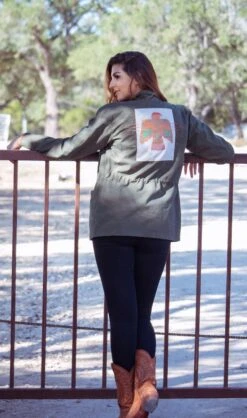 HOOey "Ladies Military Jacket" Green With Logo -Hooey Brands IMG 5667