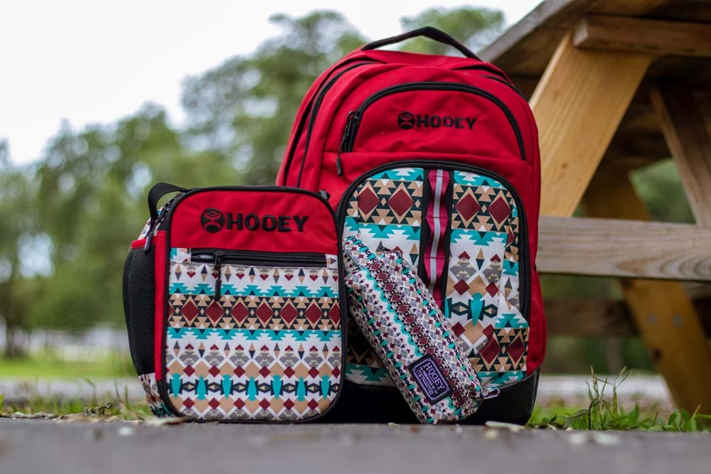 "Ox" Hooey Backpack Cream/Turquoise Aztec Pattern W/Burgundy /Black 4 "Ox" Hooey Backpack Cream/Turquoise Aztec Pattern W/Burgundy /Black - Image 4