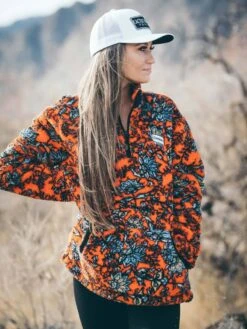 HOOey "Ladies Fleece Pullover" Red/Floral -Hooey Brands P1277458