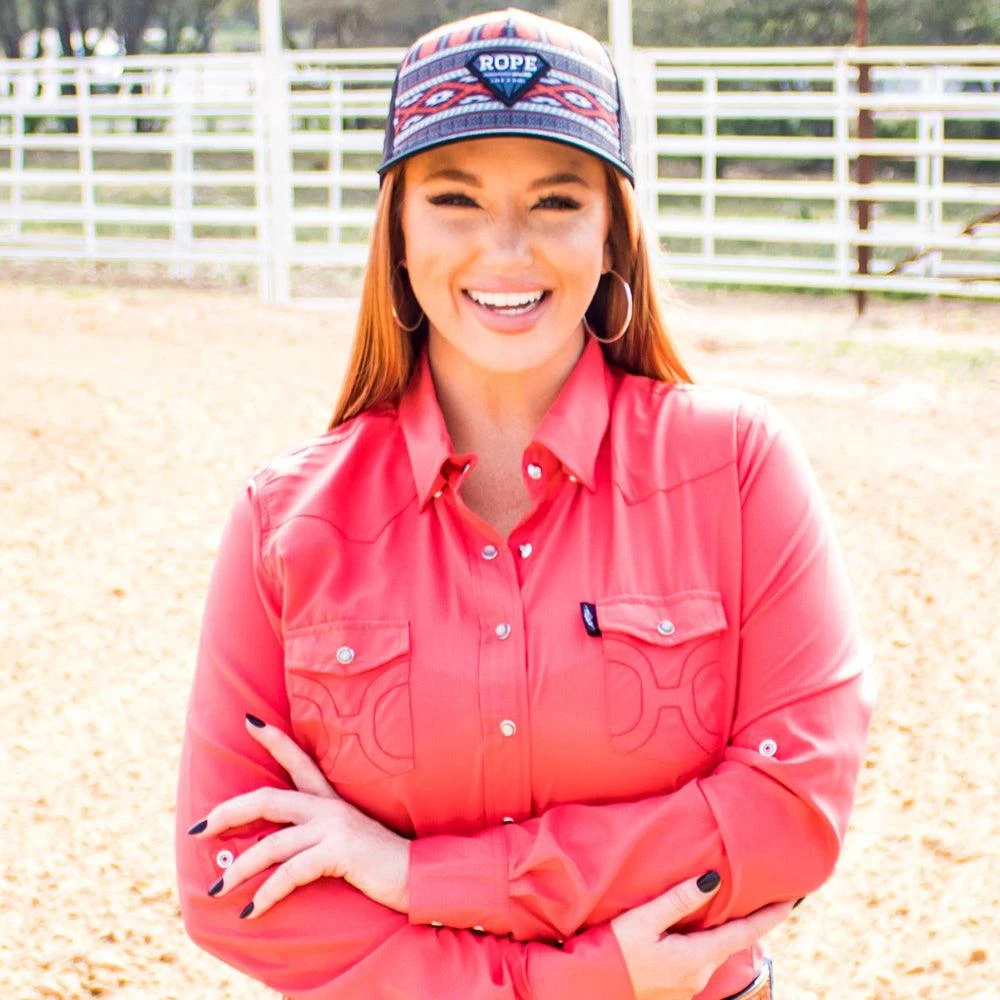 HOOey "Sol" Ladies Watermelon Long Sleeve Pearl Snap Shirt 6 HOOey "Sol" Ladies Watermelon Long Sleeve Pearl Snap Shirt - Image 6