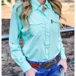 HOOey "Sol" Ladies Sea Foam Long Sleeve Pearl Snap Shirt -Hooey Brands Untitled 1 e6fd6a85 ed3b 496d 84ea 48db81541bb0