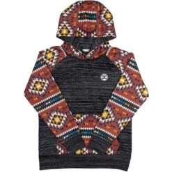HOOey Youth "Summit" Charcoal W/Aztec Pattern Hoody